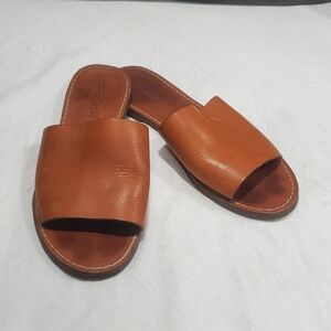 Madewell Brown Leather Slide Sandals